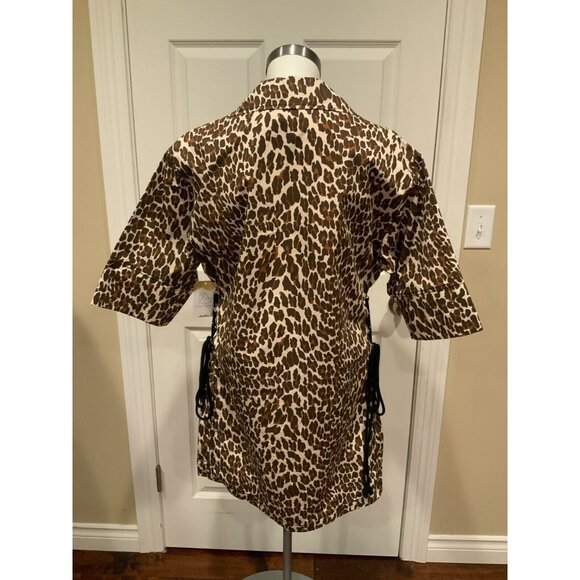 Tory Burch Brown Animal Leopard Print Reva Collared Shirt Dress, Size 4 - Picture 7 of 10